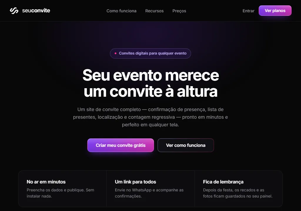 Captura do site seuconvite